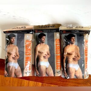 NWT 3 NEW Packages 6 MENS Briefs Dockers Size XL 40/42 Black & White underwear